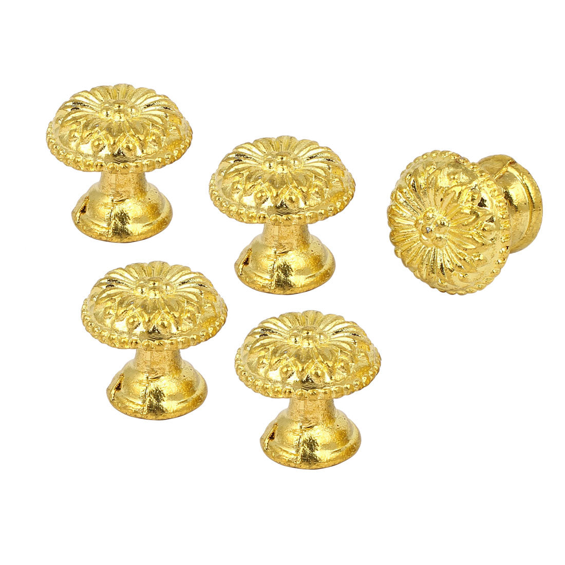 uxcell Uxcell Cabinet Drawer Dresser Door Single Hole Round Pull Knob Gold Tone 5PCS