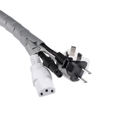 Harfington 15mm Flexible Spiral Tube Cable Wire Wrap Computer Manage Cord Gray 5M w Clip