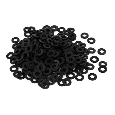 Harfington 4mm x 8mm x 1mm Nylon Flat Washers Spacers Gaskets Fastener Black 300PCS
