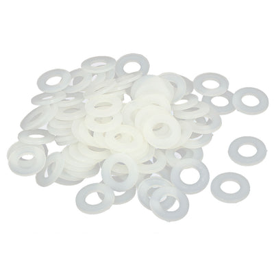 Harfington M8 x 16mm x 1.4mm Nylon Flat Insulating Washers Gaskets Spacers grey white 100PCS