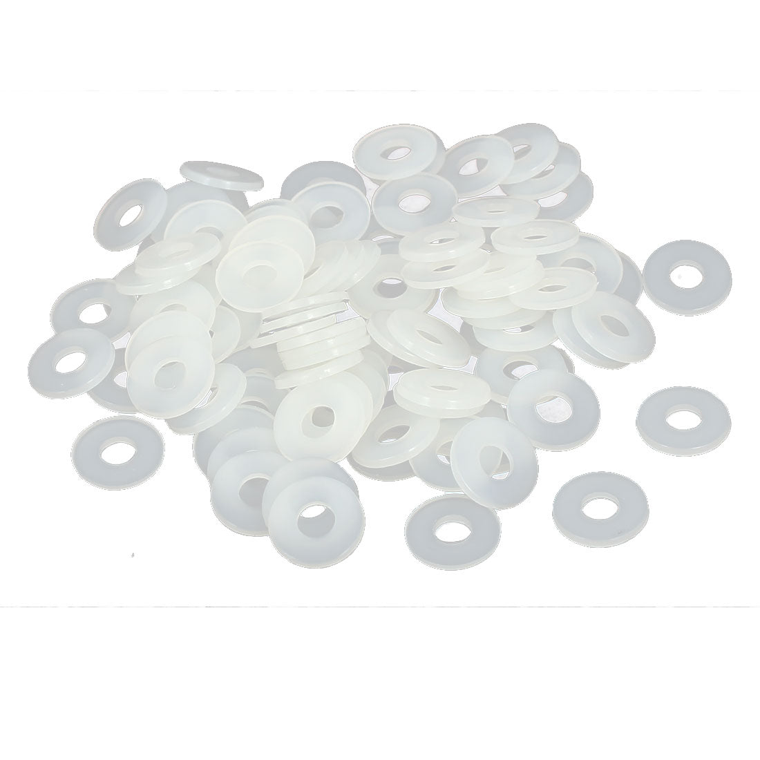 Harfington M4 x 10mm x 1mm Nylon Flat Washers Spacers Gaskets Fastener grey white 100PCS