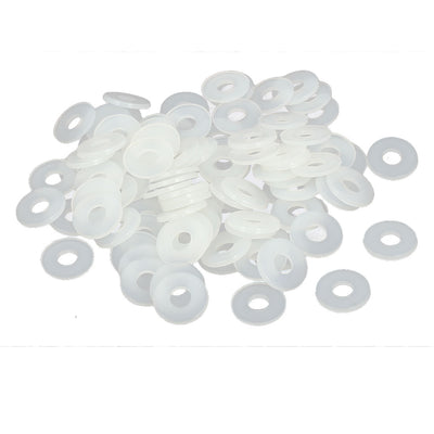 Harfington M4 x 10mm x 1mm Nylon Flat Washers Spacers Gaskets Fastener grey white 100PCS