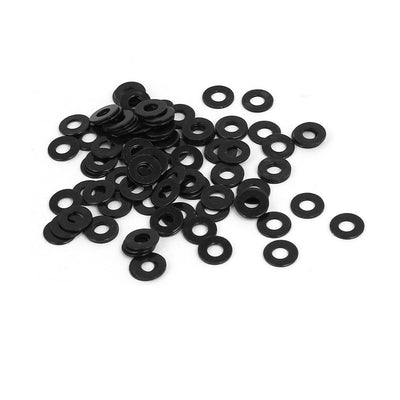 Harfington M2.5 x 6mm x 0.5mm Black Zinc Plated Flat Pads Washers Gaskets Fastener 100PCS