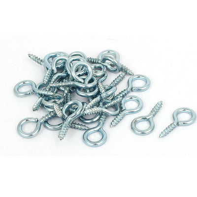 Harfington Garden Round End Zinc Plated Iron Self Tapping Screw Eye Hook 0# 31pcs