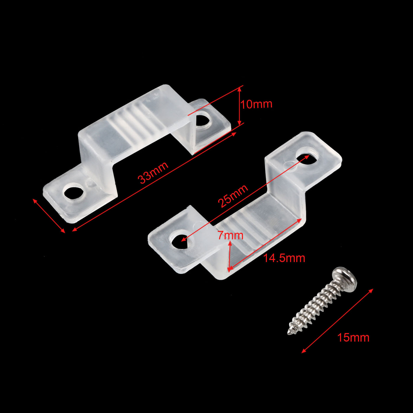 Harfington 14mm x 7mm Plastic LED Light Strip Fixing Mounting Bracket Clear 50pcs