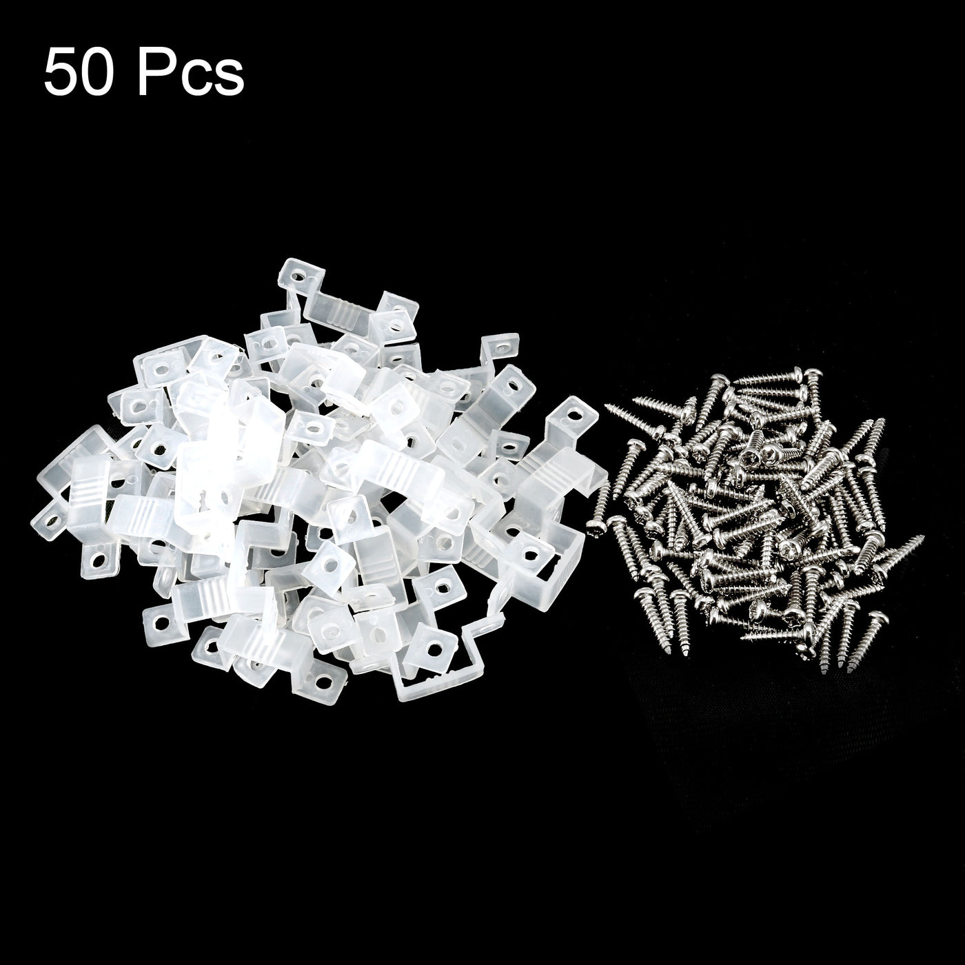 Harfington 14mm x 7mm Plastic LED Light Strip Fixing Mounting Bracket Clear 50pcs