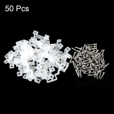 Harfington 14mm x 7mm Plastic LED Light Strip Fixing Mounting Bracket Clear 50pcs