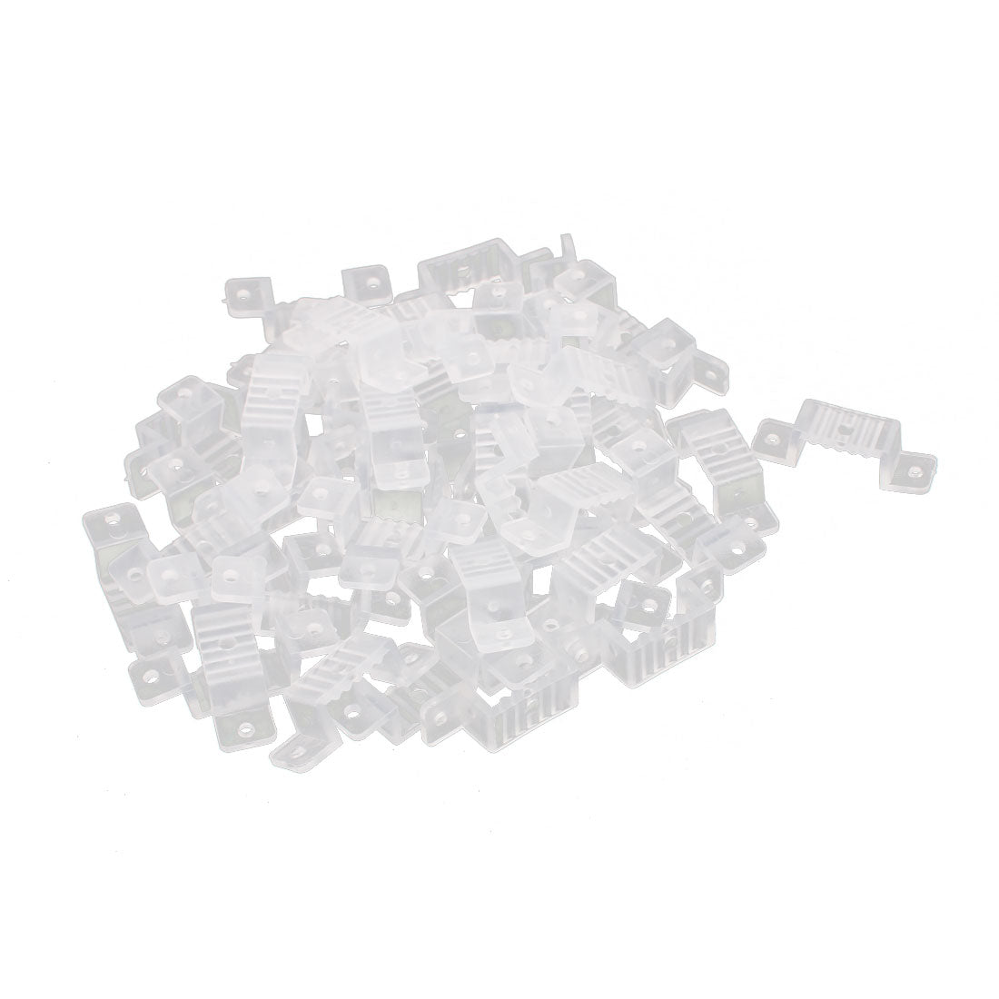 Harfington 16mm x 8mm Plastic LED Fixing Mounting Bracket Clear 50pcs