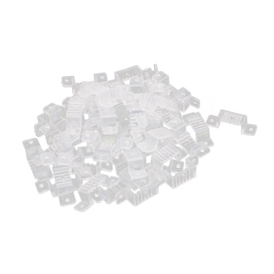 Harfington 16mm x 8mm Plastic LED Fixing Mounting Bracket Clear 50pcs