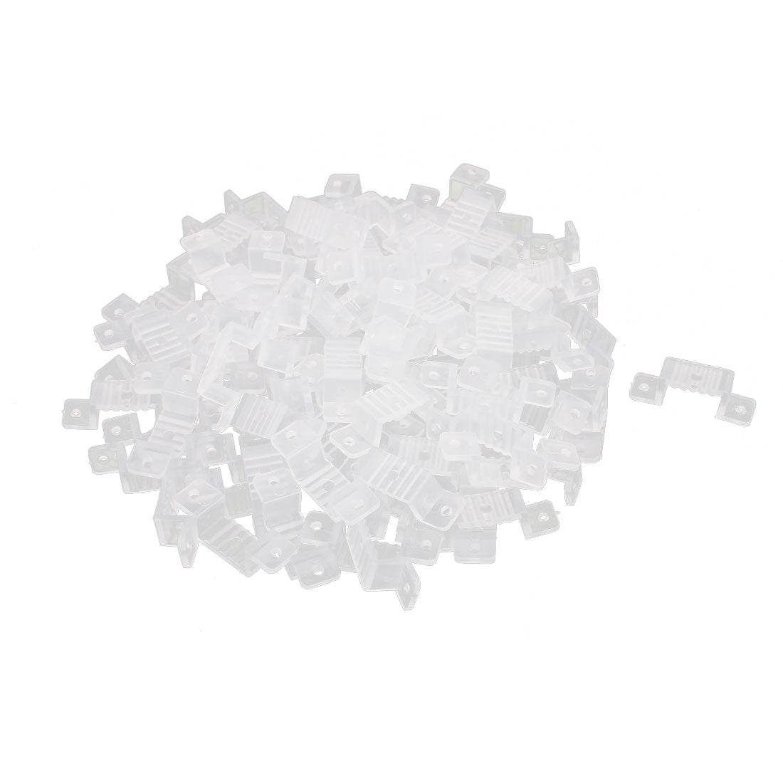Harfington 16mm x 6mm Plastic LED Light Strip Fixing Mounting Bracket Clear 100pcs