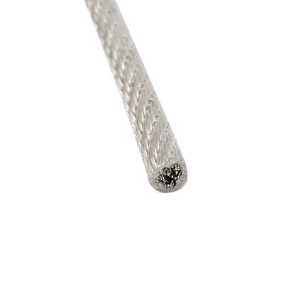 Harfington 5M Length 4mm Diameter Plastic Coated Flexible Steel Wire Cable Rope Silver Tone