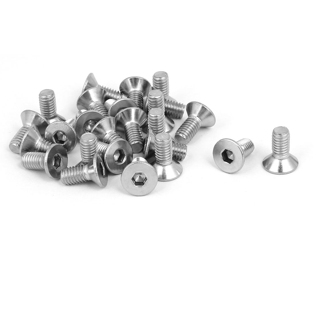 Harfington M6x14mm 304 Stainless Steel Flat Head Hex Socket Screws Fastener DIN7991 25pcs