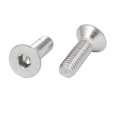 Harfington M6x20mm 304 Stainless Steel Countersunk Flat Head Hex Socket Screws DIN7991 30pcs