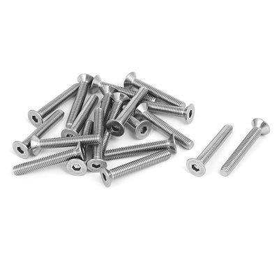 Harfington M6x40mm 304 Stainless Steel Countersunk Flat Head Hex Socket Screws DIN7991 20pcs