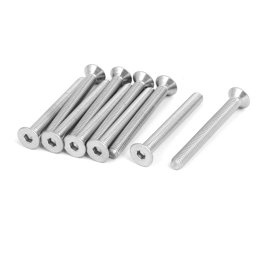 Harfington M6x55mm 304 Stainless Steel Flat Head Hex Socket Screws Fastener DIN7991 10pcs