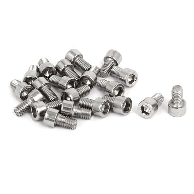 Harfington M6x10mm 304 Stainless Steel Fully Thread Hex Socket Cap Head Screws Bolts 20pcs