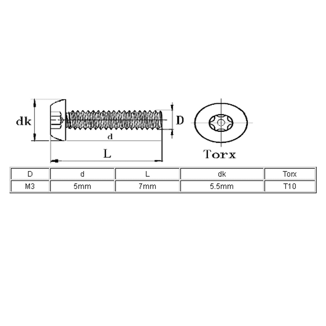 Harfington M3x5mm 304 Stainless Steel Button Head Torx Security Machine Screws 20pcs