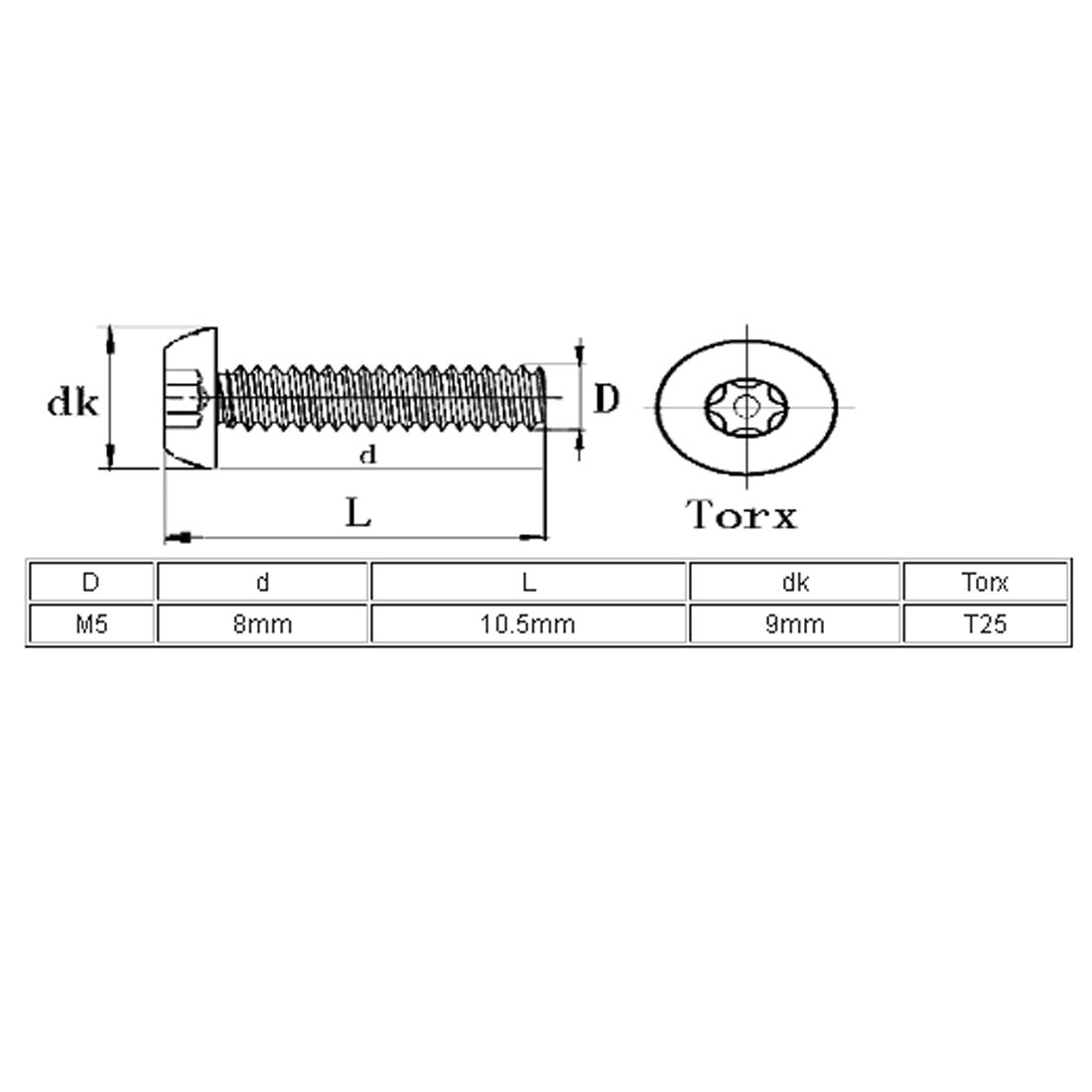 Harfington M5x8mm 304 Stainless Steel Button Head Torx Security Tamper Proof Screws 30pcs