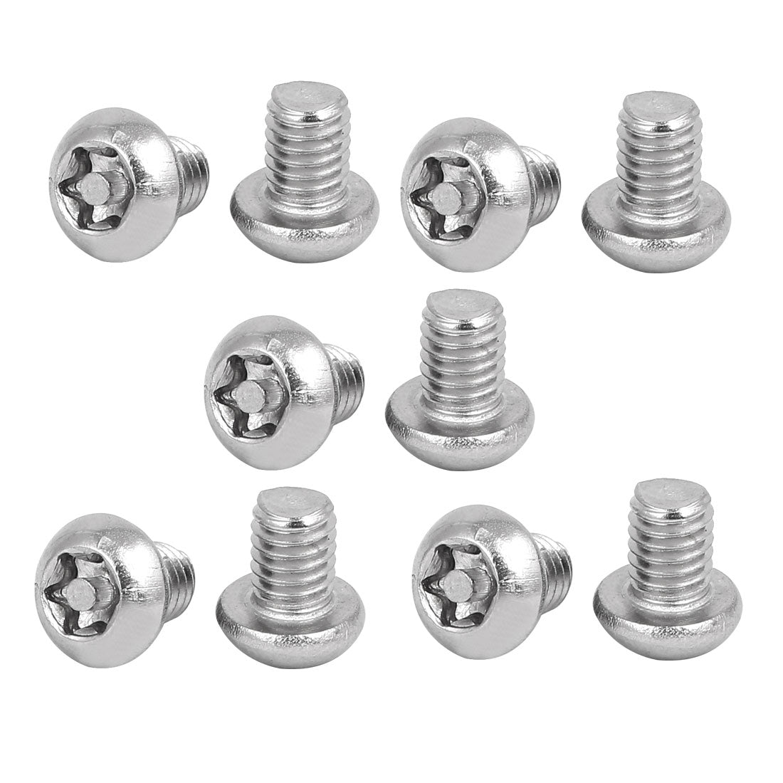 Harfington M6x8mm 304 Stainless Steel Button Head Torx Security Tamper Proof Screws 10pcs