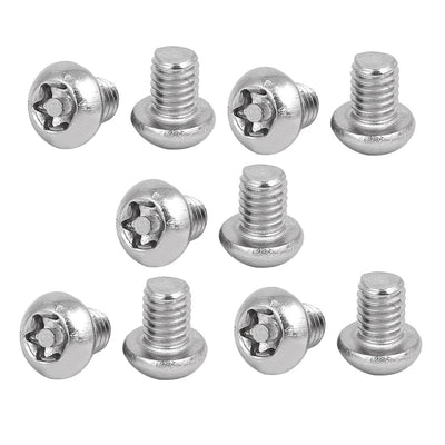 Harfington M6x8mm 304 Stainless Steel Button Head Torx Security Tamper Proof Screws 10pcs