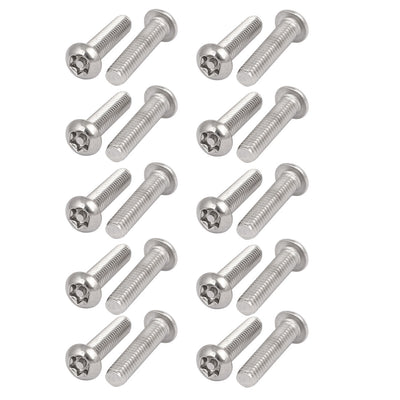 Harfington M6x25mm 304 Stainless Steel Button Head Torx Security Tamper Proof Screws 20pcs
