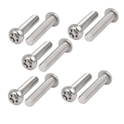 Harfington M6x30mm 304 Stainless Steel Button Head Torx Security Tamper Proof Screws 10pcs