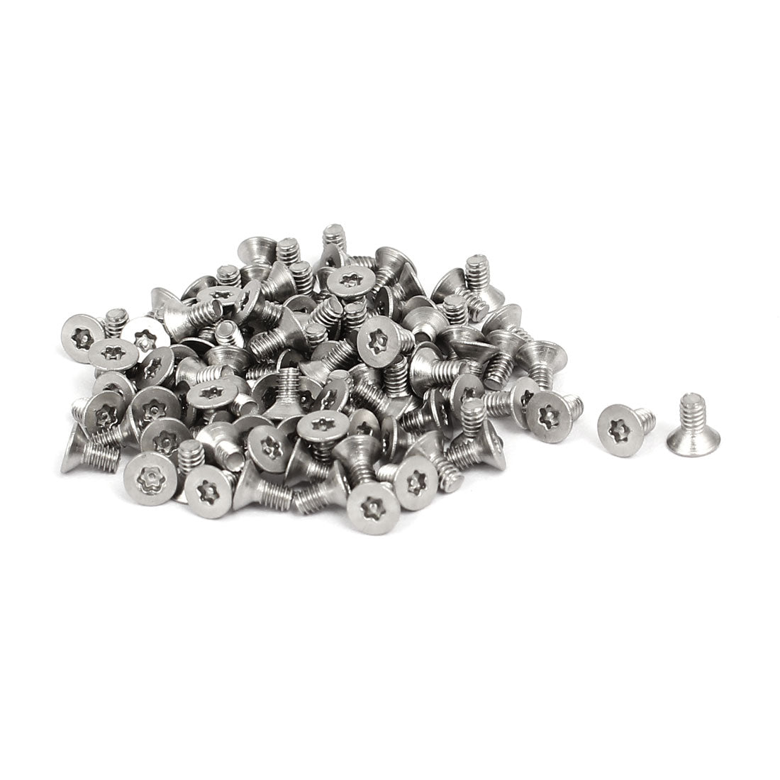 Harfington M2x4mm 304 Stainless Steel Flat Head Torx Anti Theft Machine Screws 100pcs