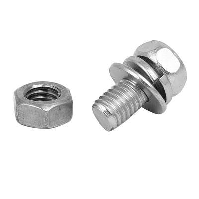 Harfington M5 x 10mm 304 Stainless Steel Phillips Hex Head Bolts Nuts w Washers 20 Sets