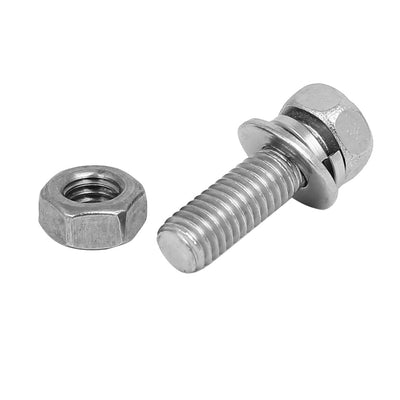 Harfington M5 x 16mm 304 Stainless Steel Phillips Hex Head Bolts Nuts w Washers 15 Sets