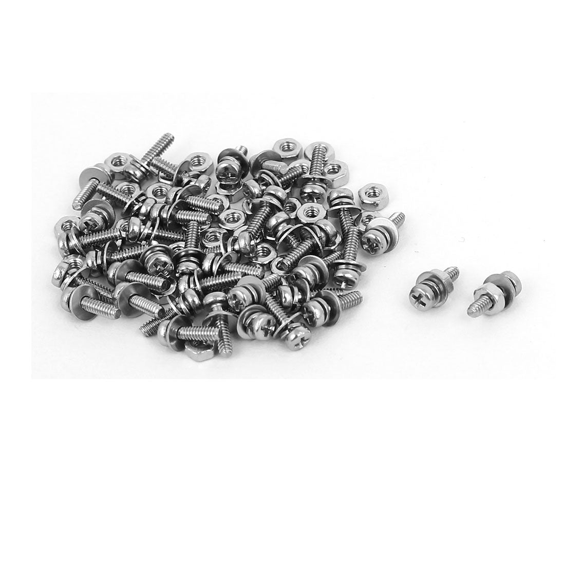 Harfington M1.6 x 6mm 304 Stainless Steel Phillips Pan Head Screws Nuts w Washers 40 Sets