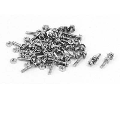 Harfington M1.6 x 10mm 304 Stainless Steel Phillips Pan Head Screws Nuts w Washers 40 Sets