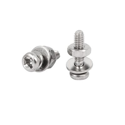 Harfington M2 x 8mm 304 Stainless Steel Phillips Pan Head Screws Nuts w Washers 40 Sets
