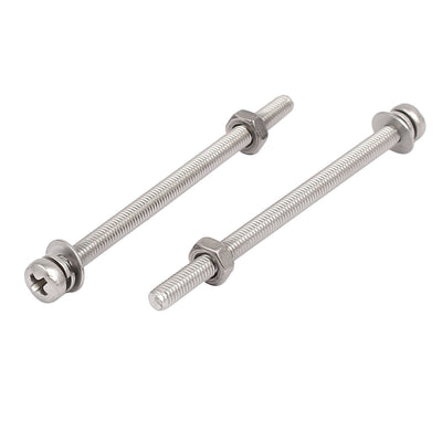 Harfington M3 x 50mm 304 Stainless Steel Phillips Pan Head Screws Nuts w Washers 15 Sets