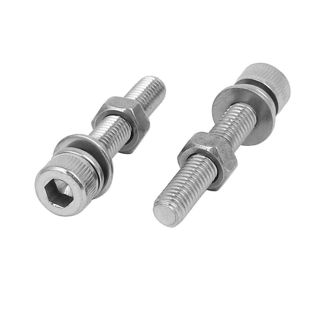 Harfington M5 x 30mm 304 Stainless Steel Hex Socket Head Cap Screws Nuts w Washers 15 Sets