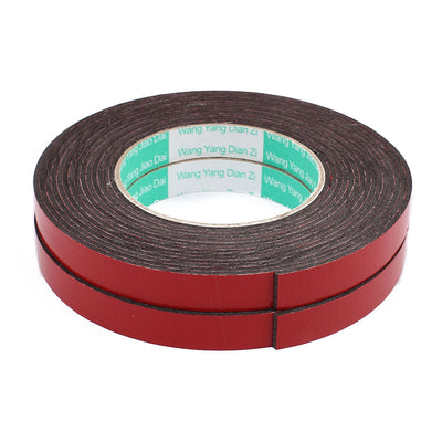Harfington 15mm x 2mm Car Self Adhesive Shock Resistant Foam Tape Red 5 Meters Length 2Pcs