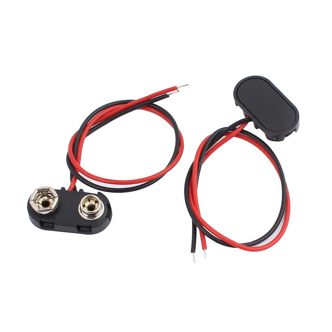 Harfington 14pcs 15cm Wire Faux Leather 9V Block Battery Clips Buckles Black Red