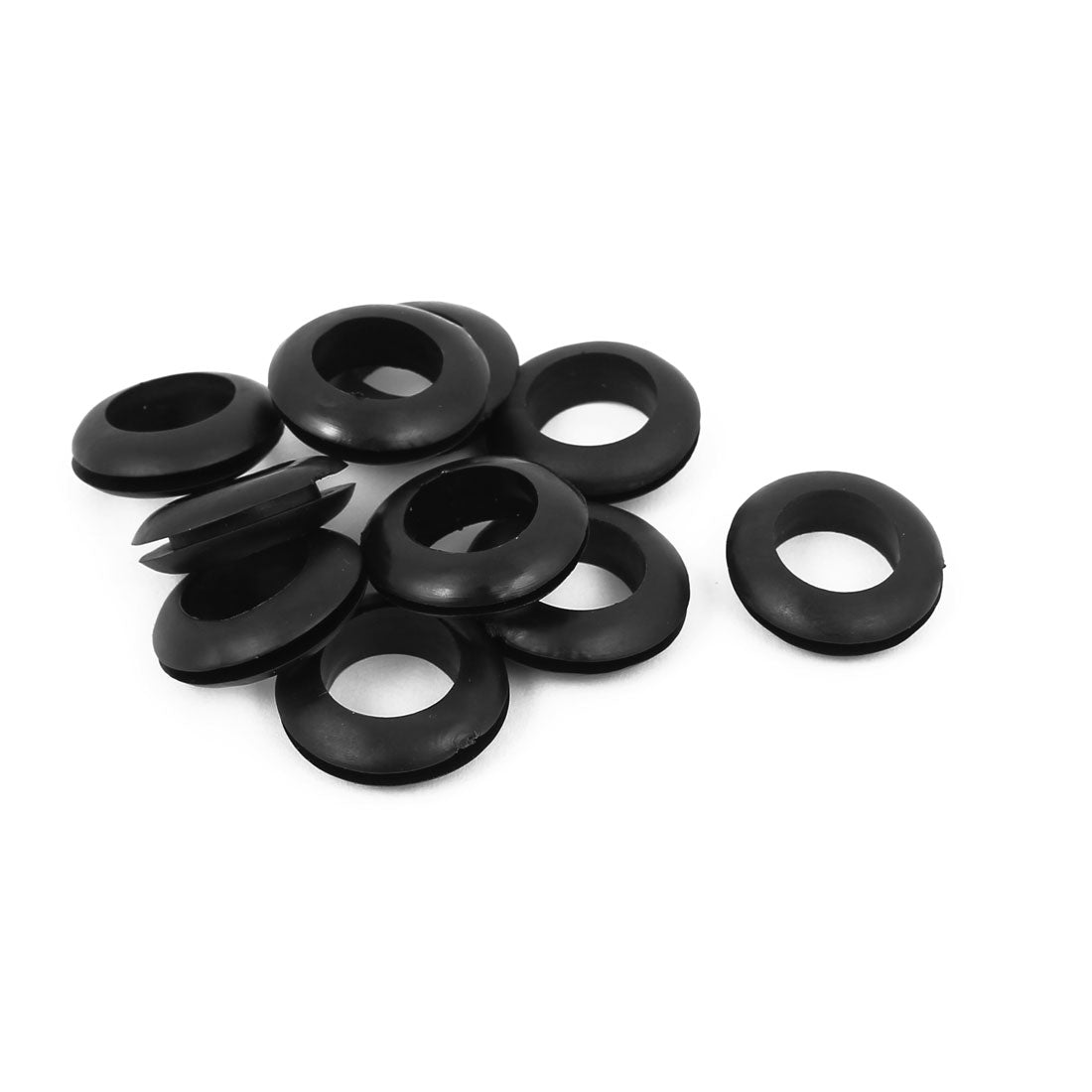 Harfington 16mm Inner Dia Double Sides Rubber Wire Grommets Gasket Ring Cable Protector Black 10 PCS