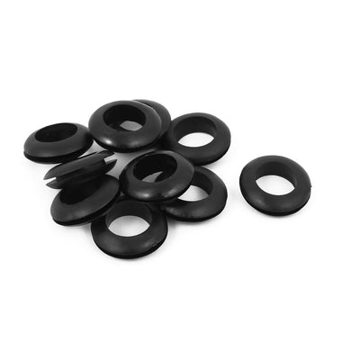 Harfington 16mm Inner Dia Double Sides Rubber Wire Grommets Gasket Ring Cable Protector Black 10 PCS