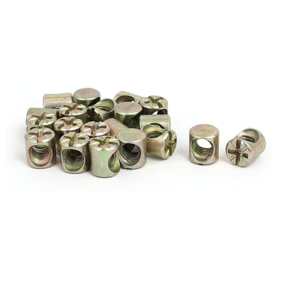 Harfington M6 x 10mm Cross Dowel Slotted Metal Barrel Nuts 20PCS for Furniture Bed Chair