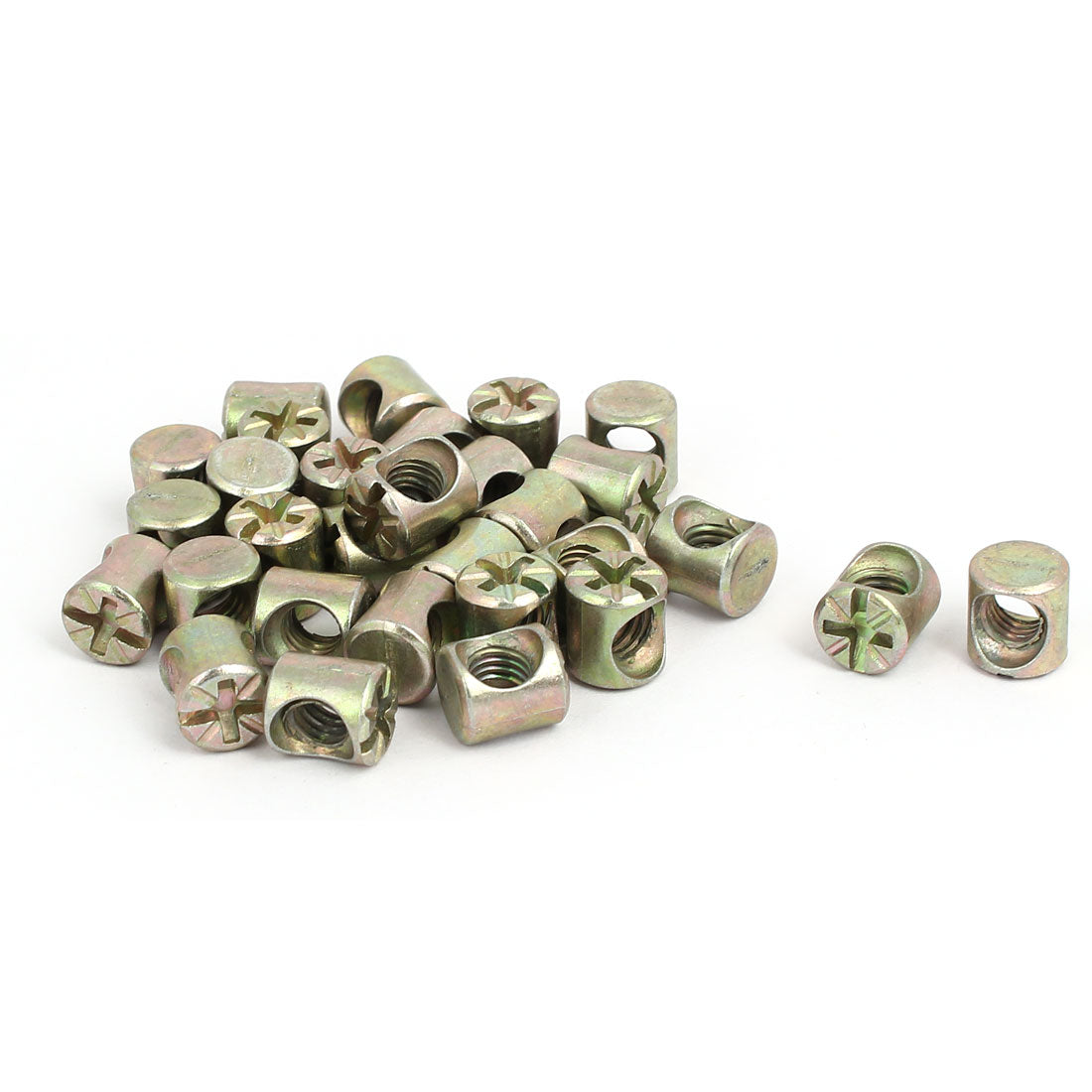 Harfington M6 x 10mm Cross Dowel Slotted Metal Barrel Nuts 30PCS for Furniture Bed Chair