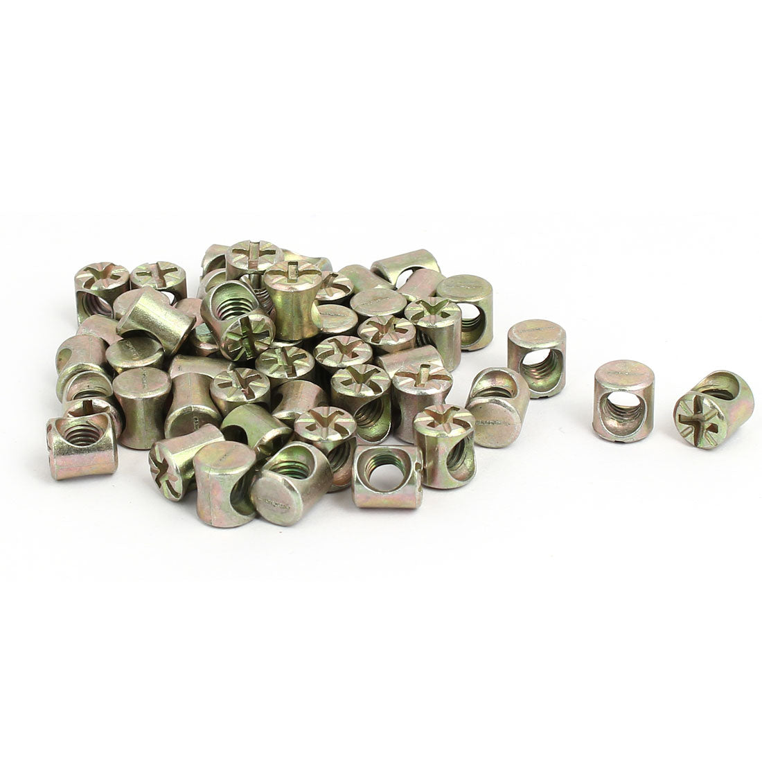 Harfington M6 x 10mm Cross Dowel Slotted Bucket Nuts 50PCS for Furniture Bed Chair