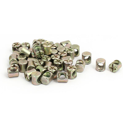 Harfington M6 x 10mm Cross Dowel Slotted Bucket Nuts 50PCS for Furniture Bed Chair