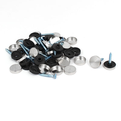 Harfington 16mm Dia Stainless Steel Round Advertising Mirror Screw Cap Nails 28pcs