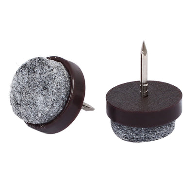 Harfington 17mm x 20mm Round Shaped Furniture Feet Antislip Pad Protector Nail Brown 4pcs