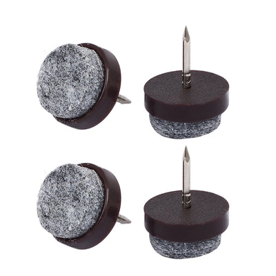 Harfington 17mm x 20mm Round Shaped Furniture Feet Antislip Pad Protector Nail Brown 4pcs