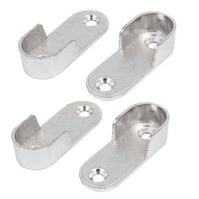 Harfington 16mm Dia Nickel Plated Wall Mounted Wardrobe Rail Supports Tube Bracket 4pcs