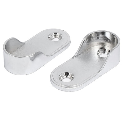 Harfington 19mm Diameter Zinc Alloy Wall Mounted Wardrobe Rail Supports Rod Bracket 2pcs