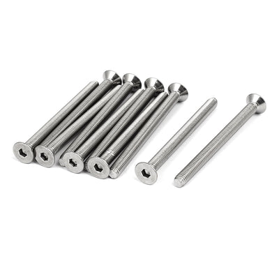 Harfington M6x75mm 304 Stainless Steel Flat Head Hex Socket Cap Screws DIN7991 10pcs