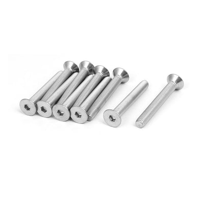 Harfington M8x60mm 304 Stainless Steel Flat Head Hex Socket Cap Screws DIN7991 10pcs