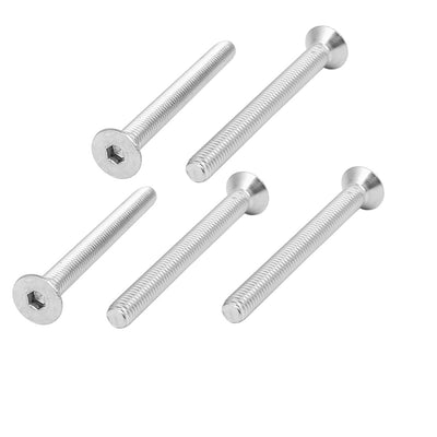 Harfington M8x80mm 304 Stainless Steel Flat Head Hex Socket Cap Screws DIN7991 5pcs